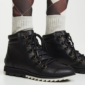 VGUC Sorel Harlow Lace Black Leather Booties Women 6.5